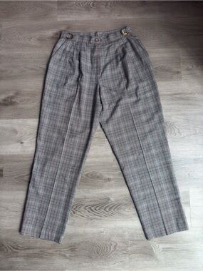 Vintage 90s Counterparts Plaid Pants Size 14 30” Waist Pleated Trousers